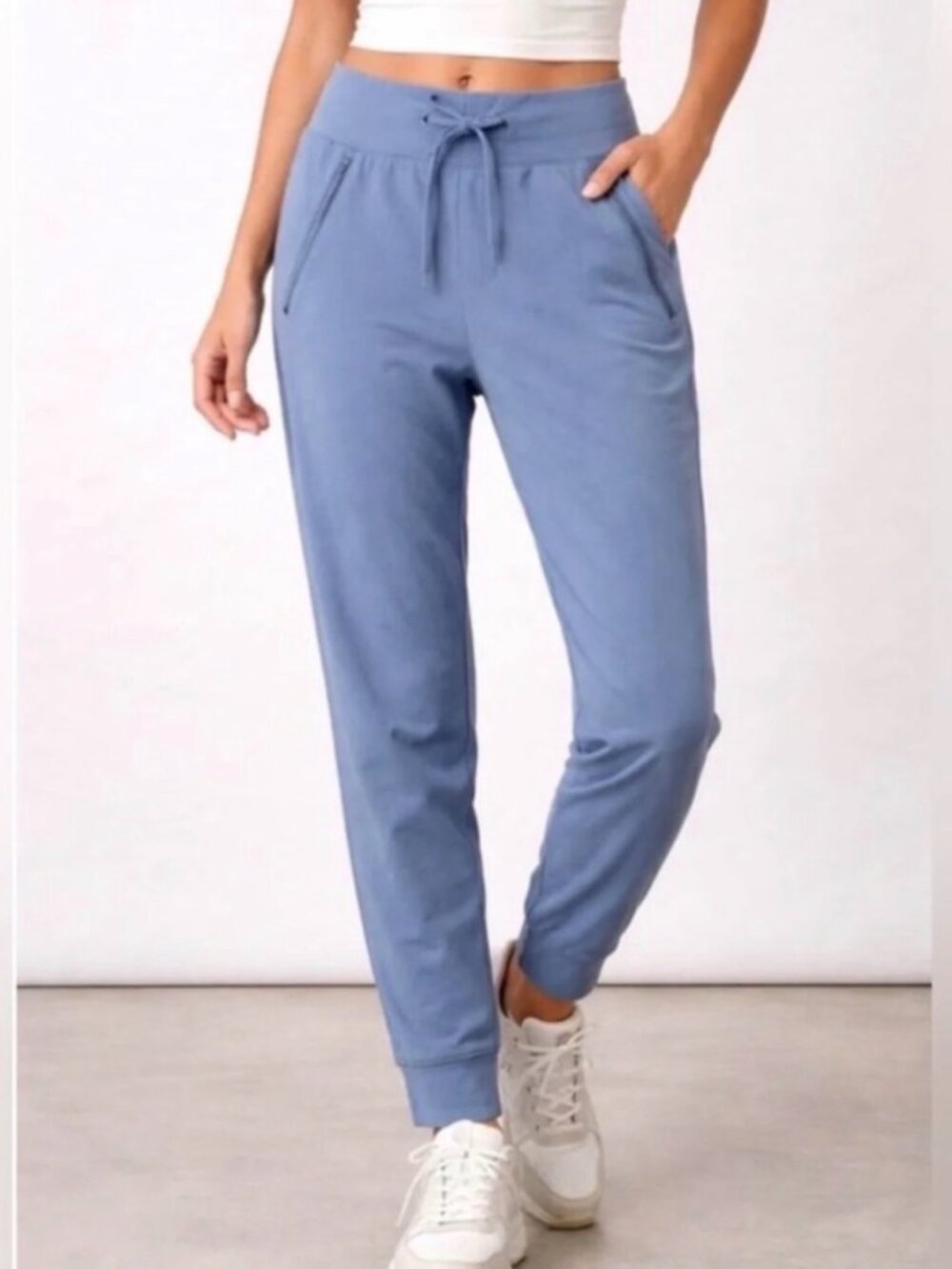 Athleta Trekkie North Jogger Pants Women’s 12 Tall Dusty Blue Zip Pockets